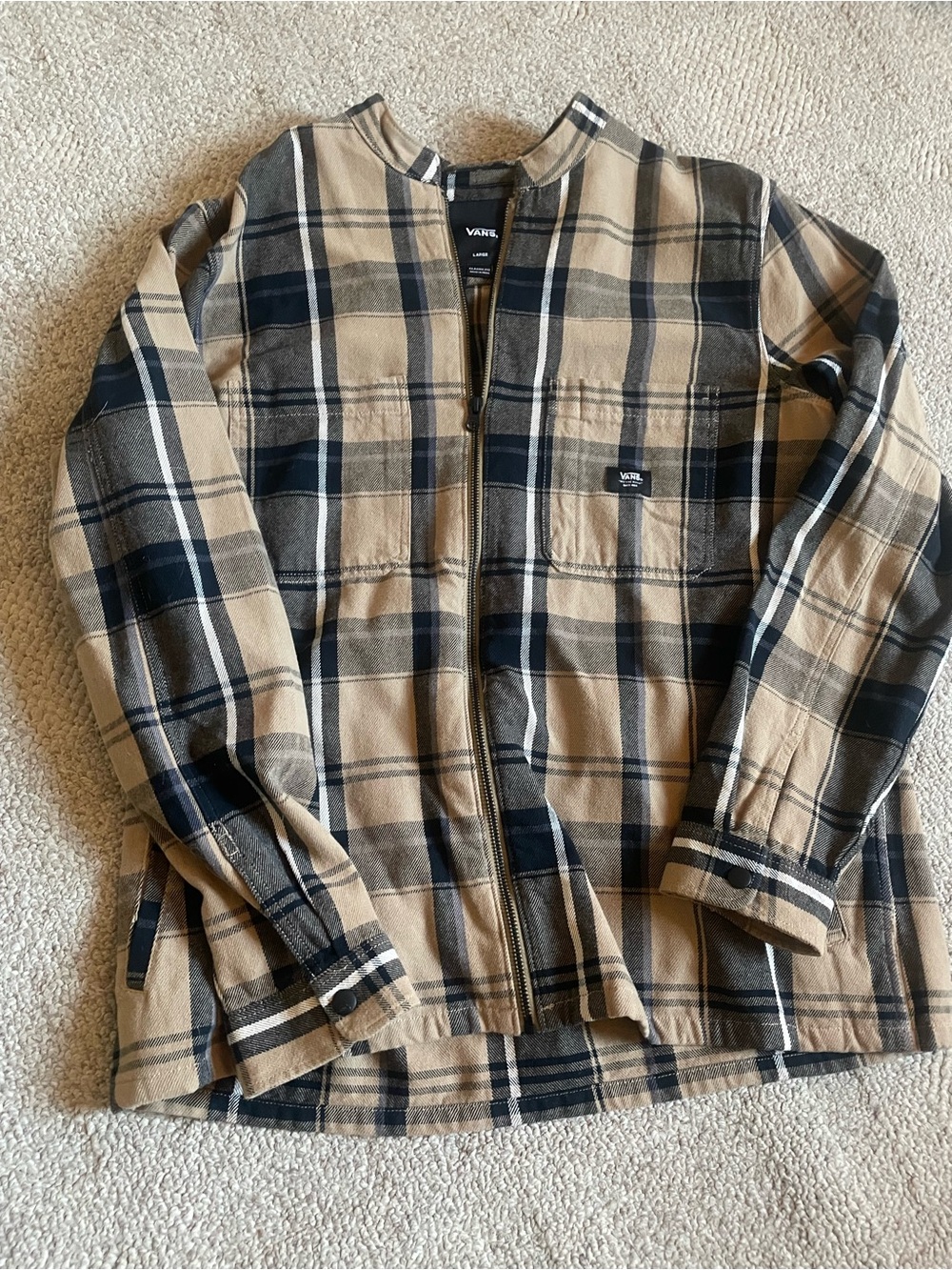 Vans men’s Tan & Black Plaid Zip Jacket